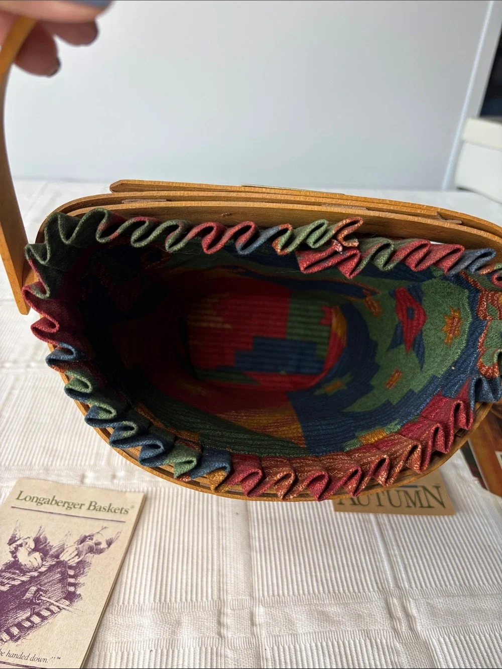 Vintage 1993 Longaberger Shades of Autumn Basket with Multicolor Accent Bands
